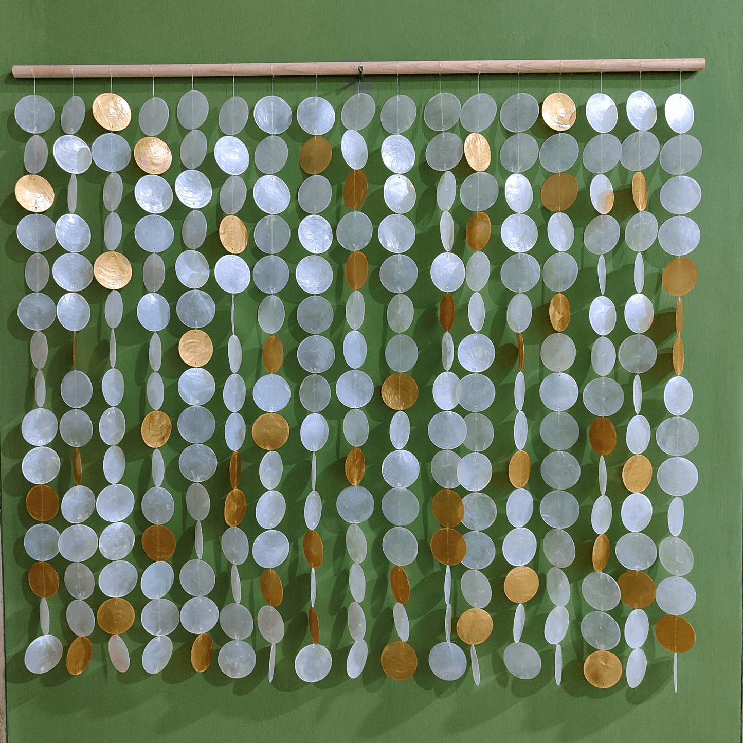 Gold white capiz Wall hanging for bedroom Coastal interior