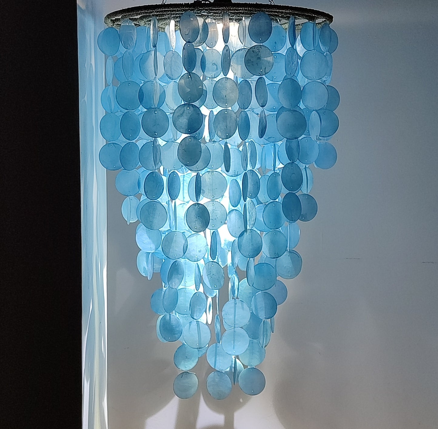 Costal Capiz Chandelier, Capiz Lamp Shade