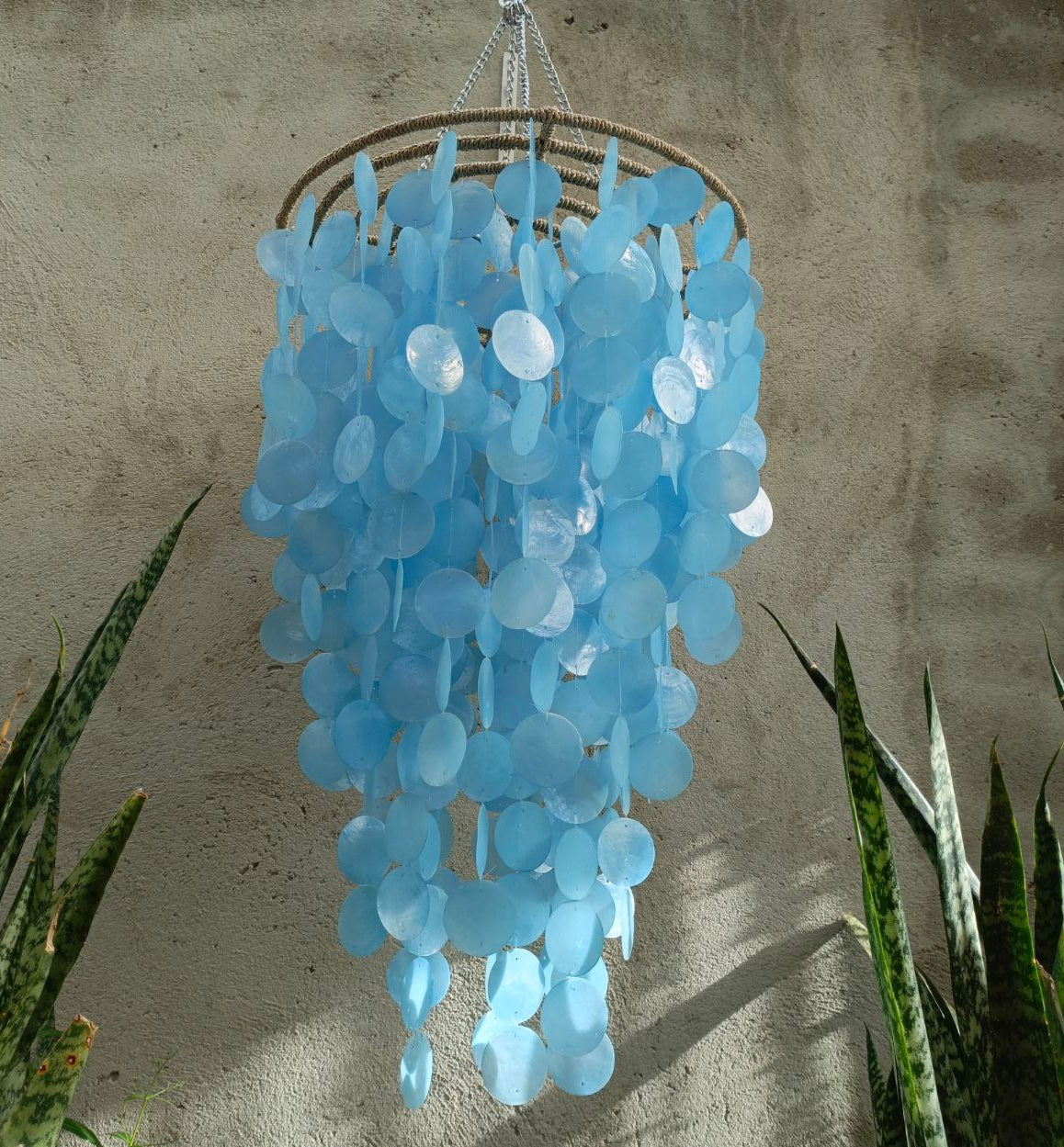 Costal Capiz Chandelier, Capiz Lamp Shade