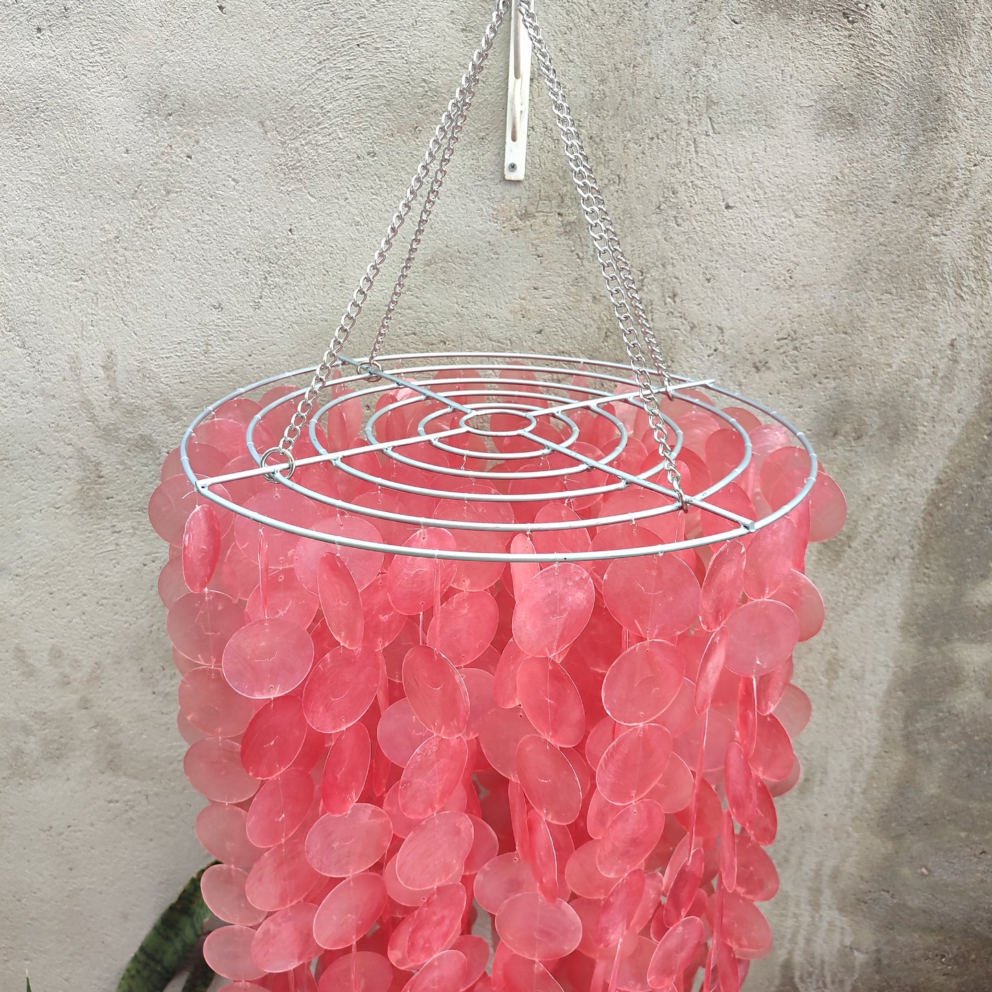 Pink Capiz Shell Chandelier, Pink Capiz Wind Chime