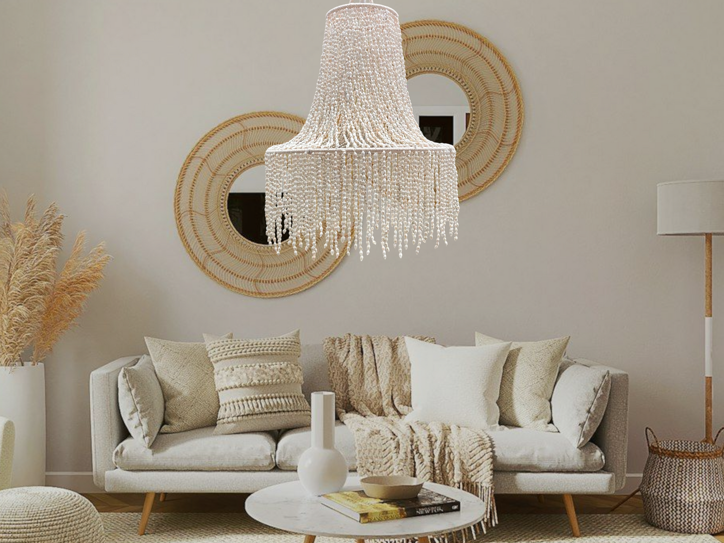 Shell Lighting Pendant, Shell Lamp Shade, Pendant Light for Living Room and Kitchen