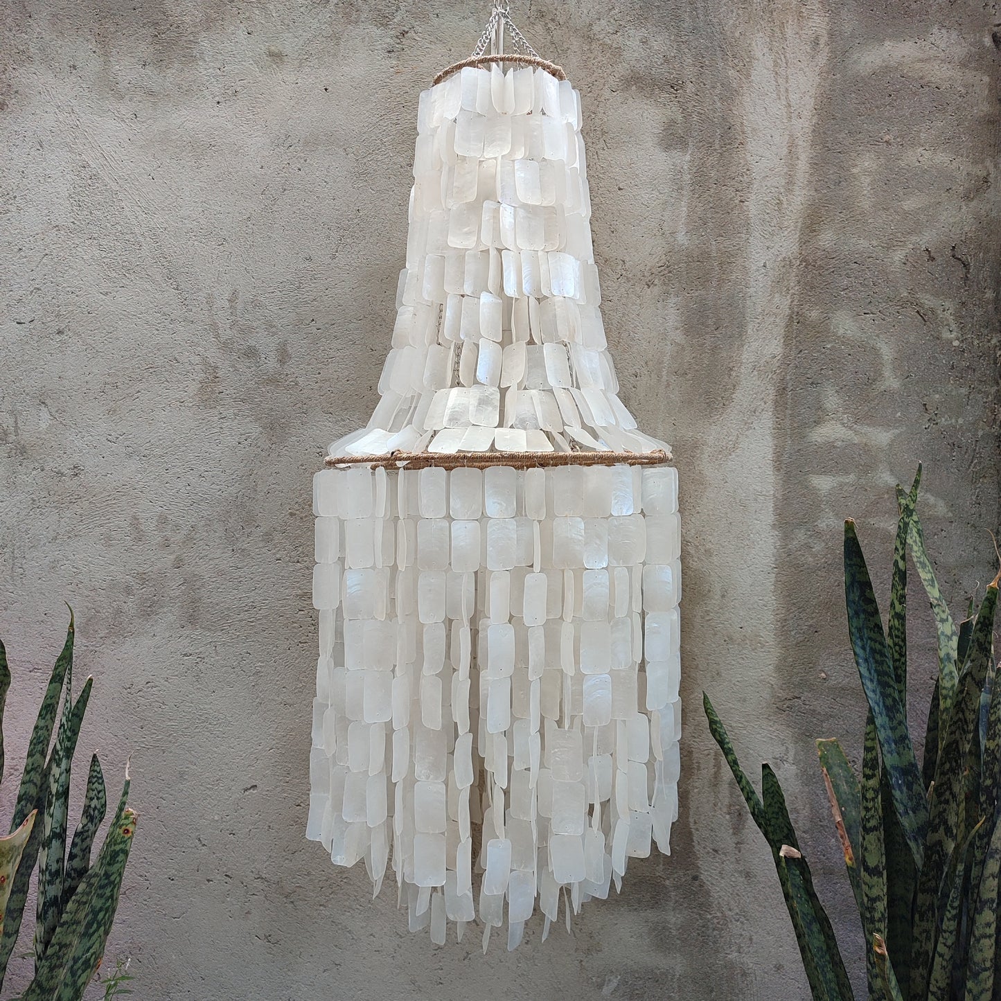 Natural Square Capiz Chandelier