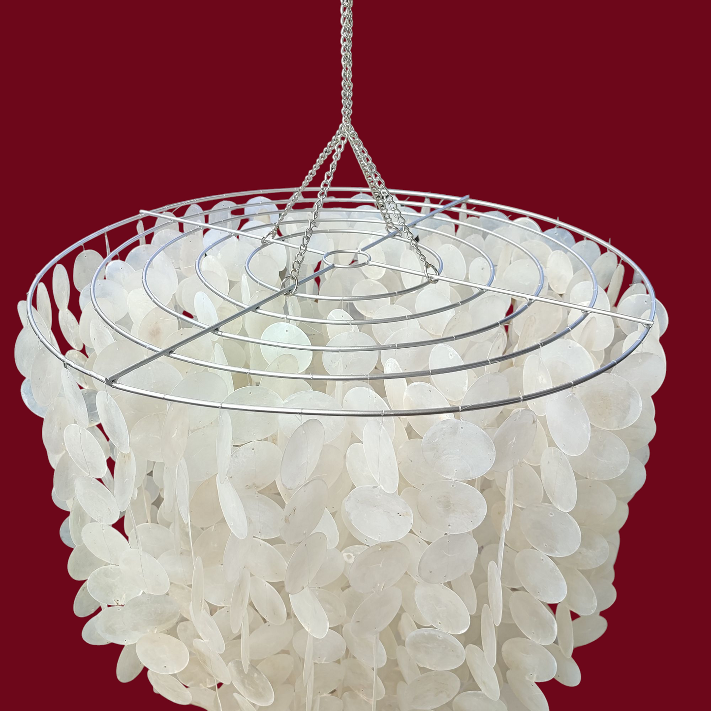 Capiz Chandelier Natural White, Lamp Shade for Dining Room & Living Room, Size 60cm x 75cm