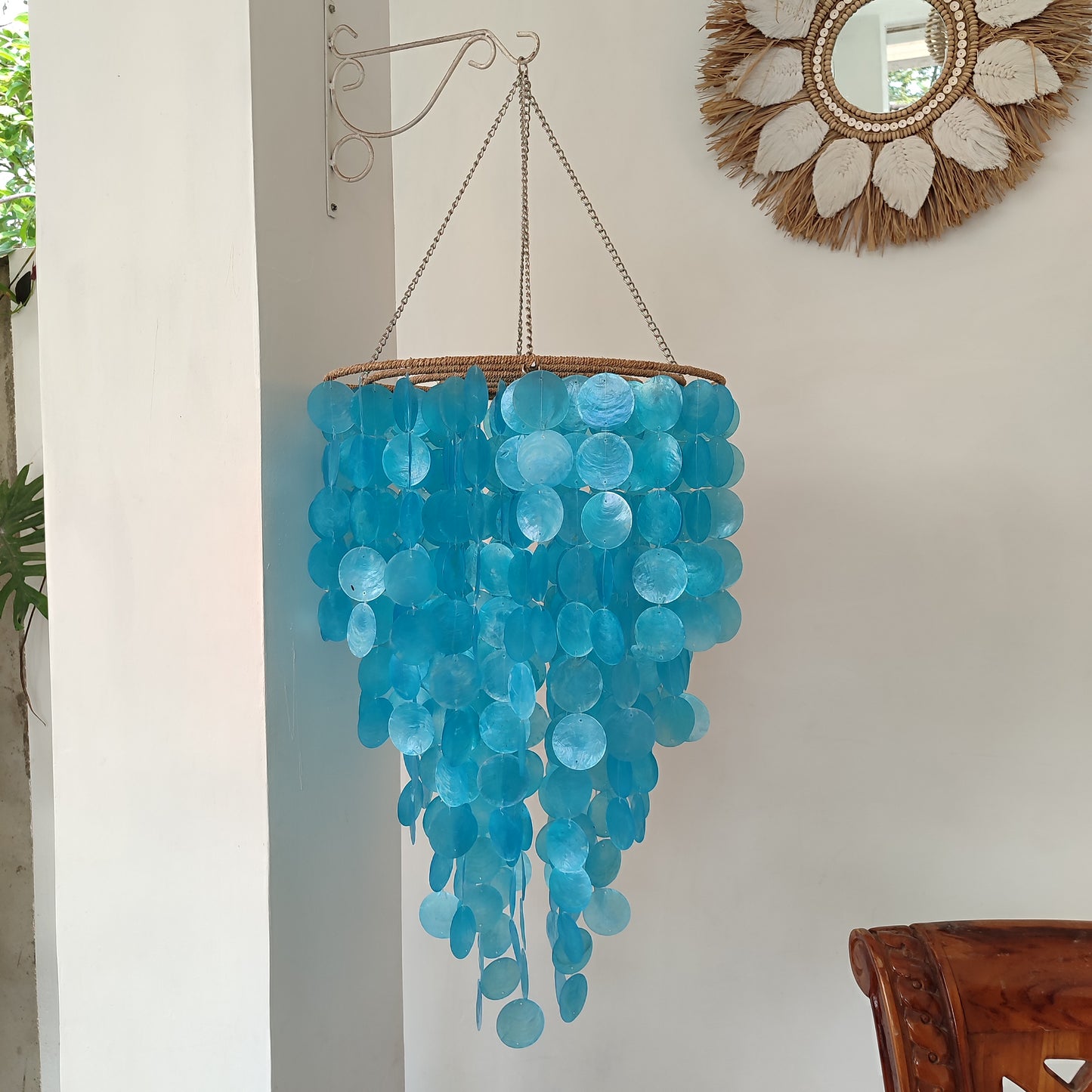 Costal Capiz Chandelier, Capiz Lamp Shade