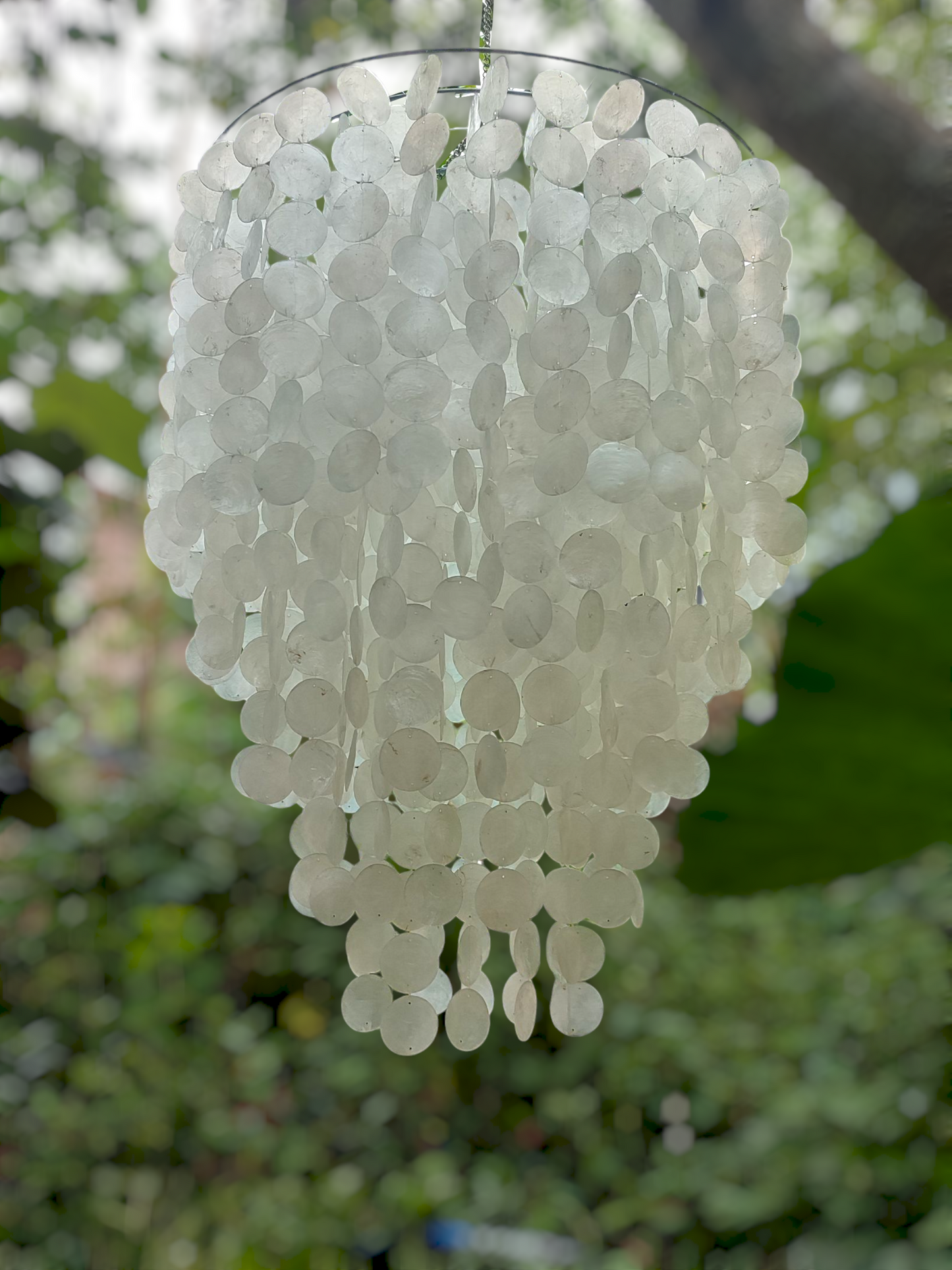 Capiz Chandelier Natural White, Lamp Shade for Dining Room & Living Room, Size 60cm x 75cm