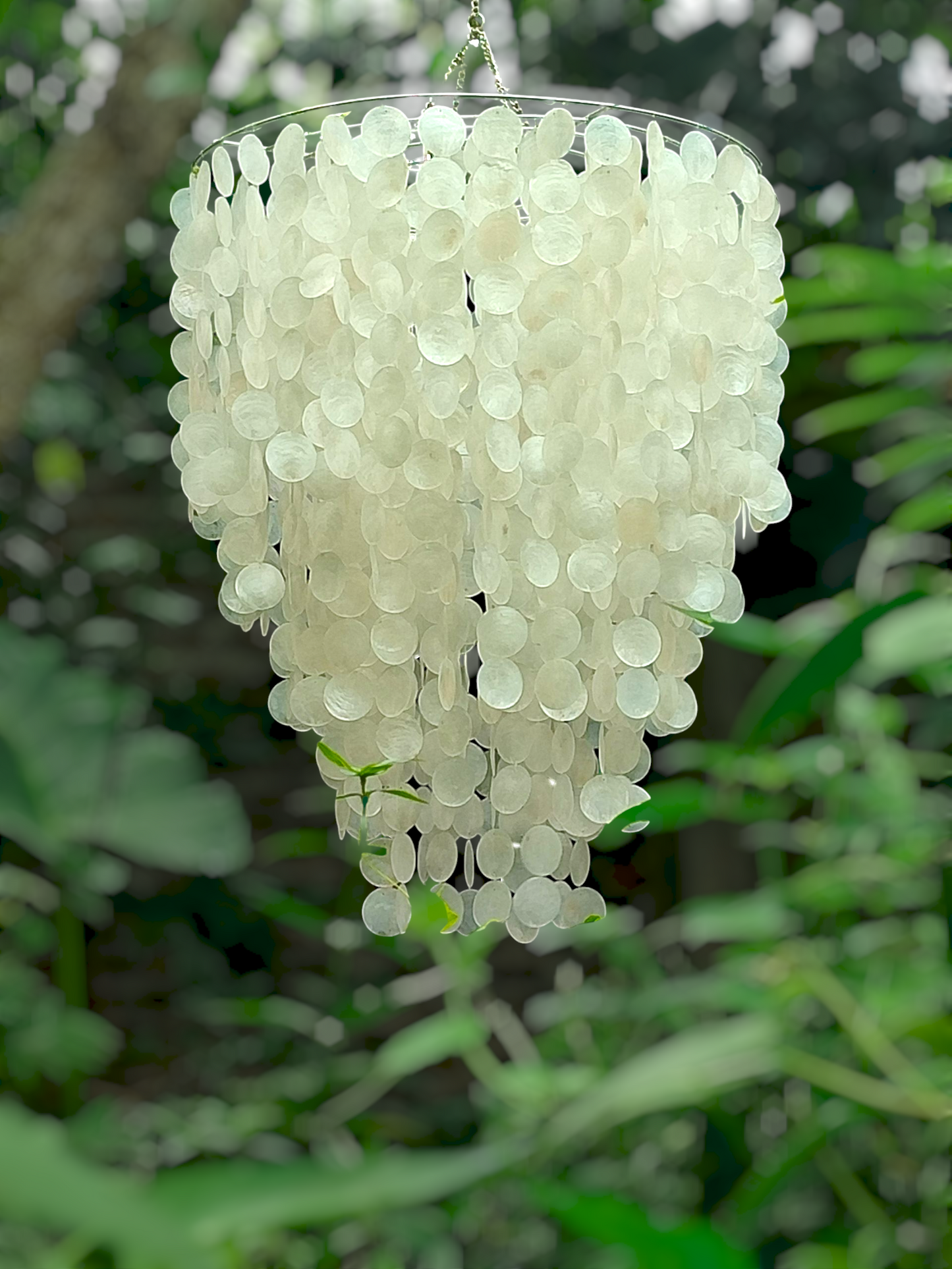 Capiz Chandelier Natural White, Lamp Shade for Dining Room & Living Room, Size 60cm x 75cm