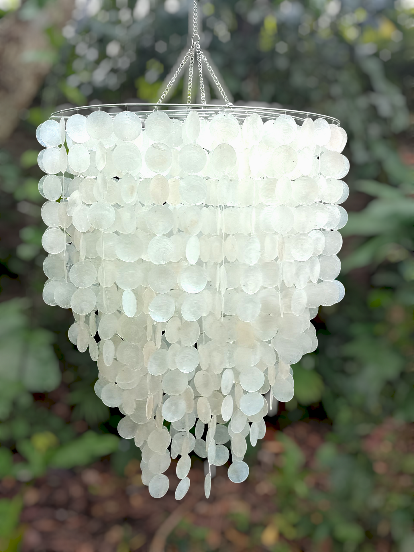 Capiz Chandelier Natural White, Lamp Shade for Dining Room & Living Room, Size 60cm x 75cm