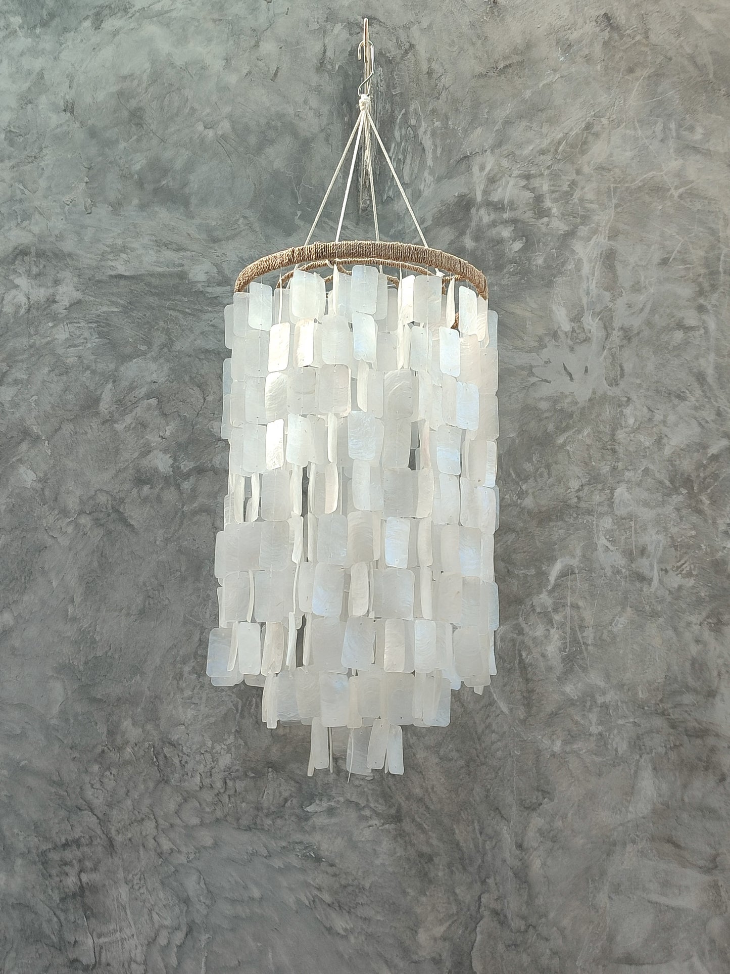 Square Capiz Shell Lamp Shade, Capiz Wind Chime