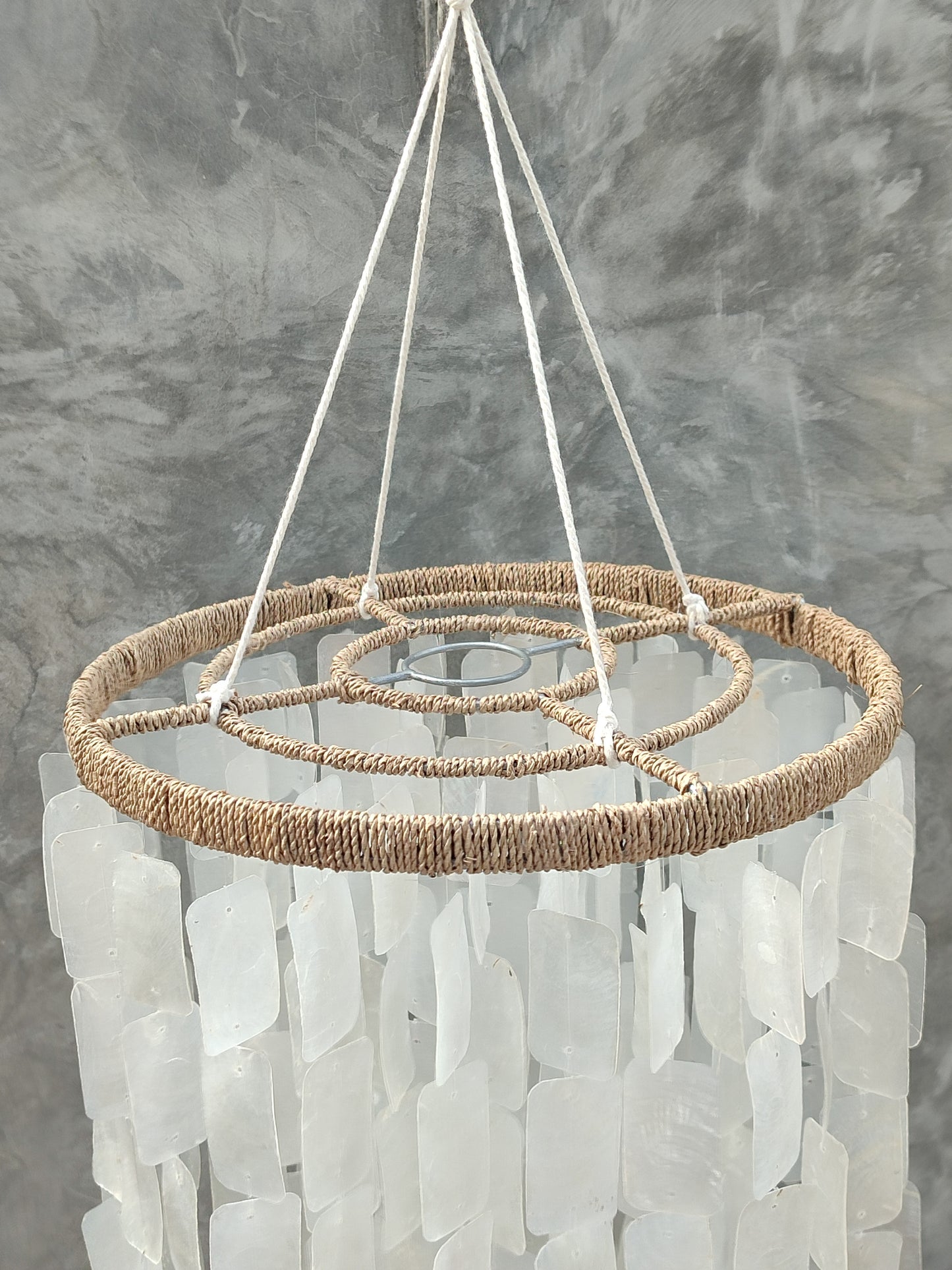 Square Capiz Shell Lamp Shade, Capiz Wind Chime