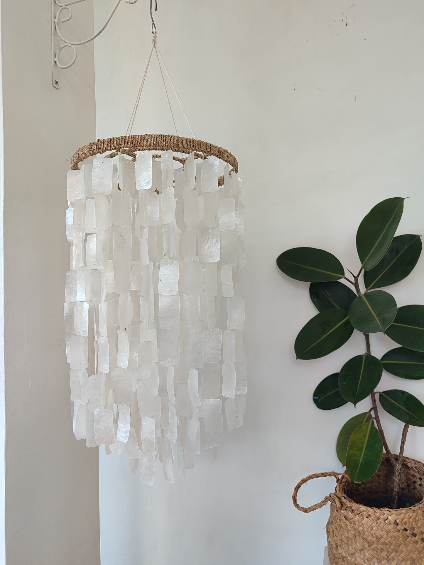 Square Capiz Shell Lamp Shade, Capiz Wind Chime