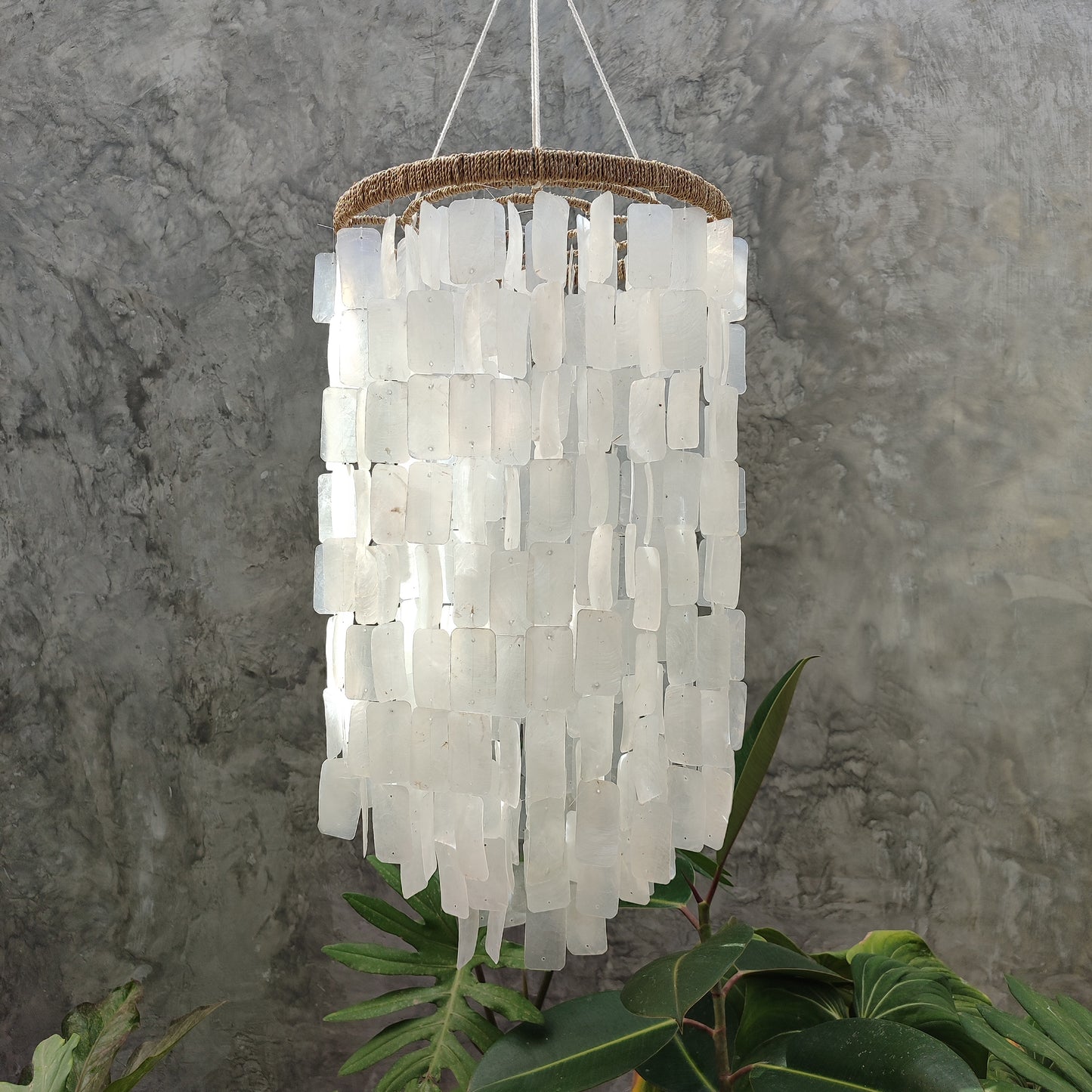 Square Capiz Shell Lamp Shade, Capiz Wind Chime