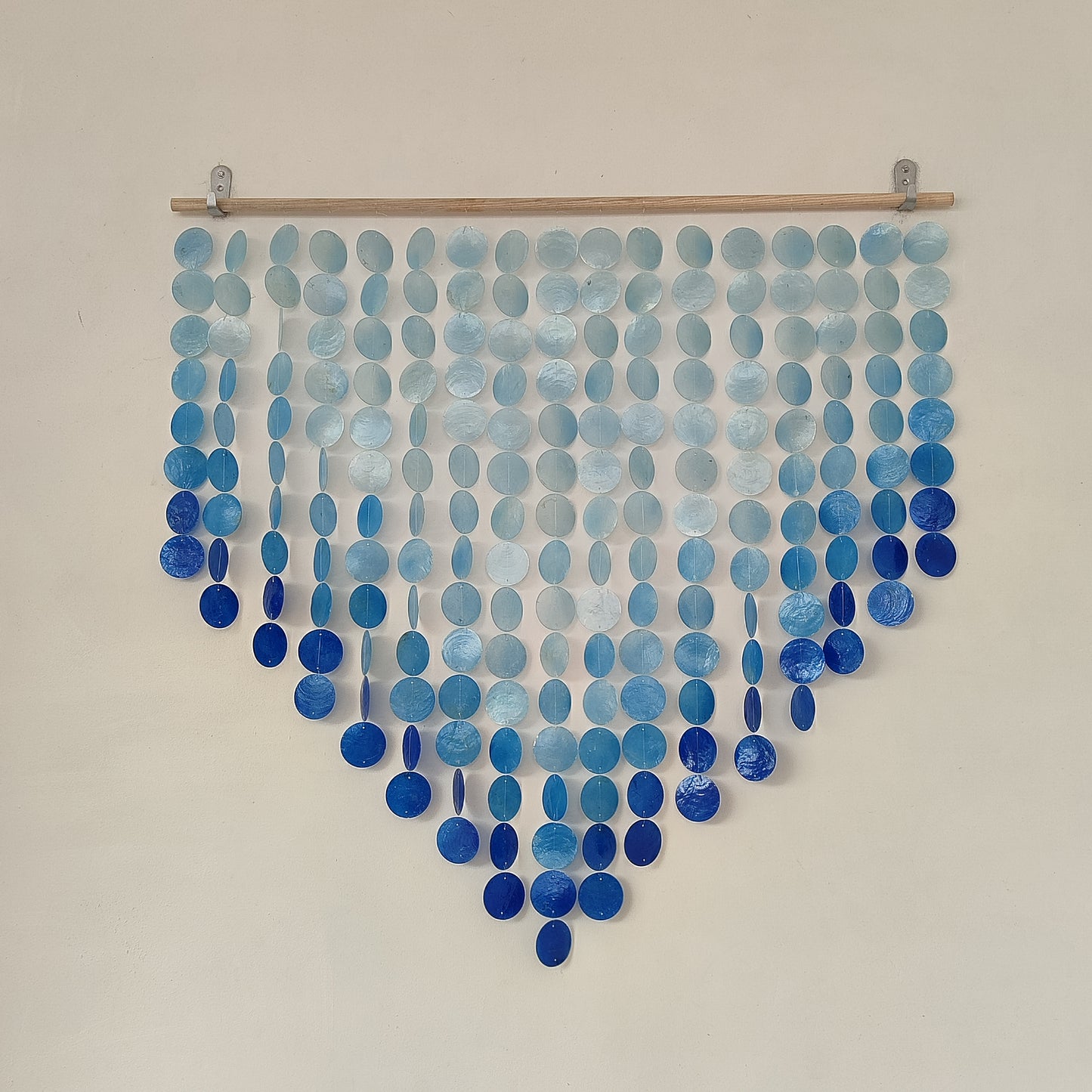 Ombre Blue Capiz Wall Decor: Boho Wall Art - Shell curtain for window or Door