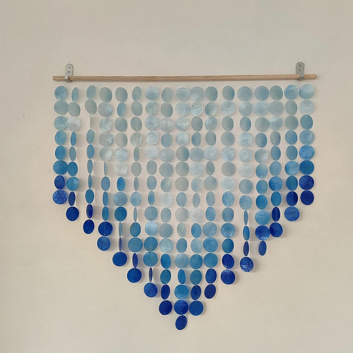 Ombre Blue Capiz Wall Decor: Boho Wall Art - Shell curtain for window or Door
