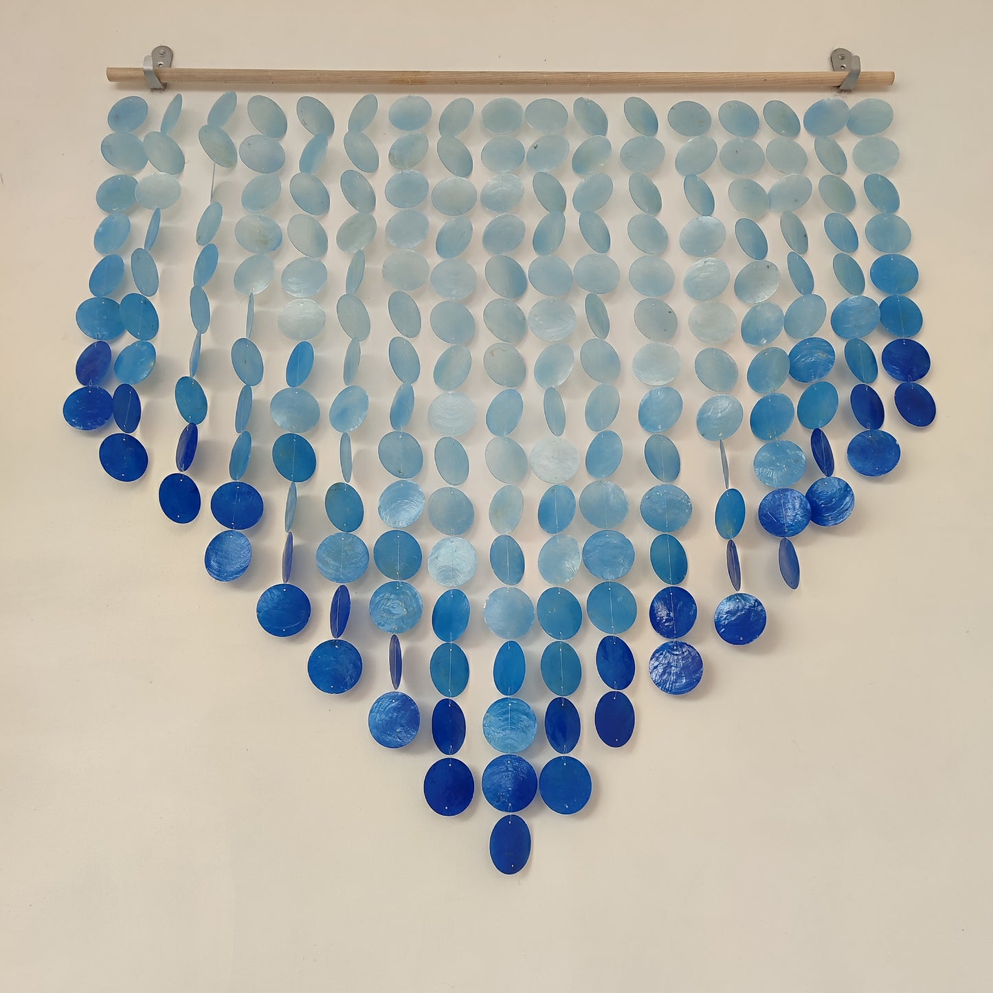 Ombre Blue Capiz Wall Decor: Boho Wall Art - Shell curtain for window or Door