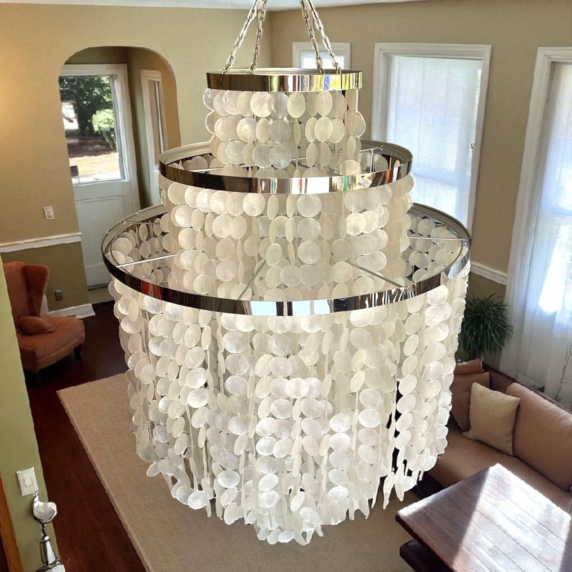 Capiz shell chandelier