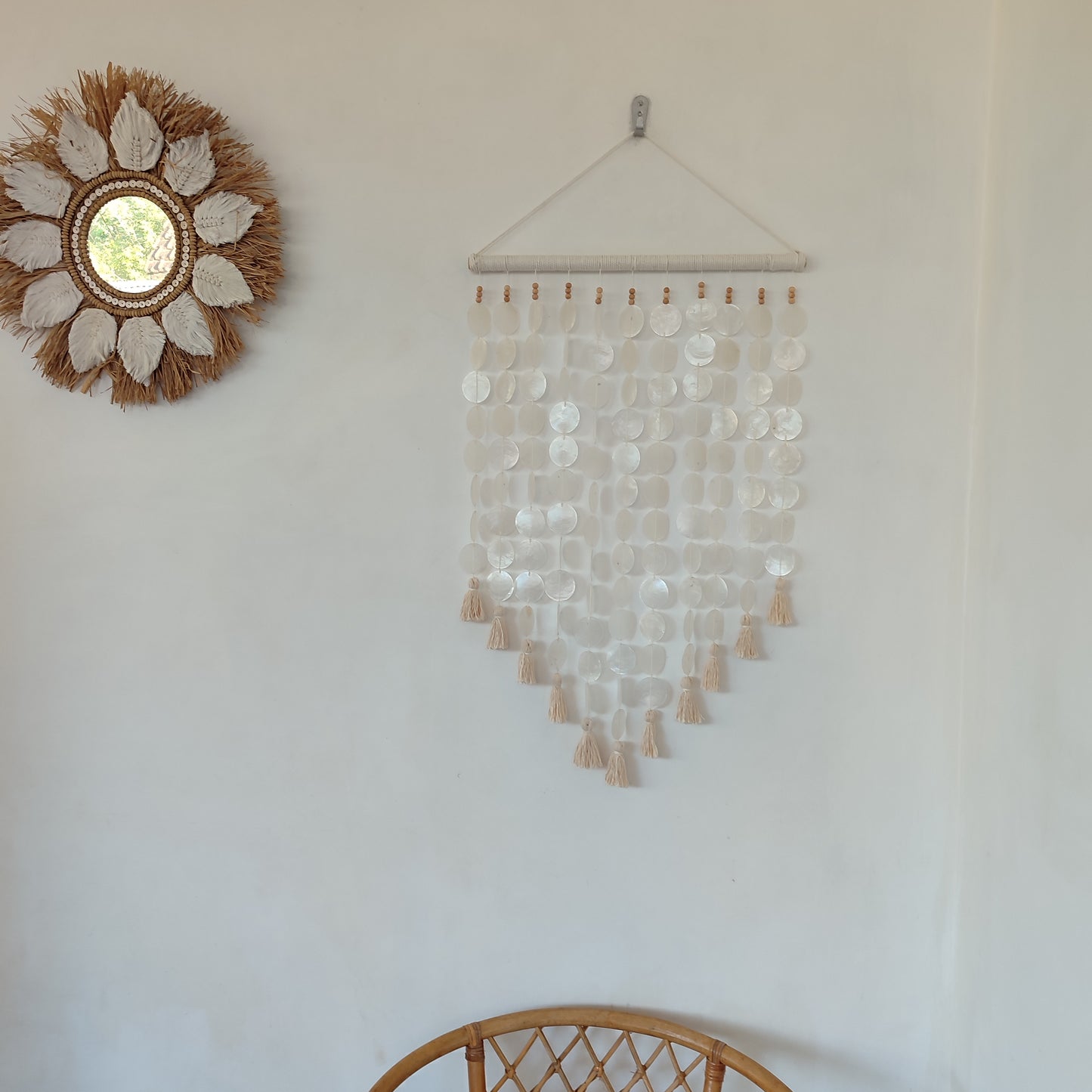 Capiz Shell with Cotton Tassel Wall Decor