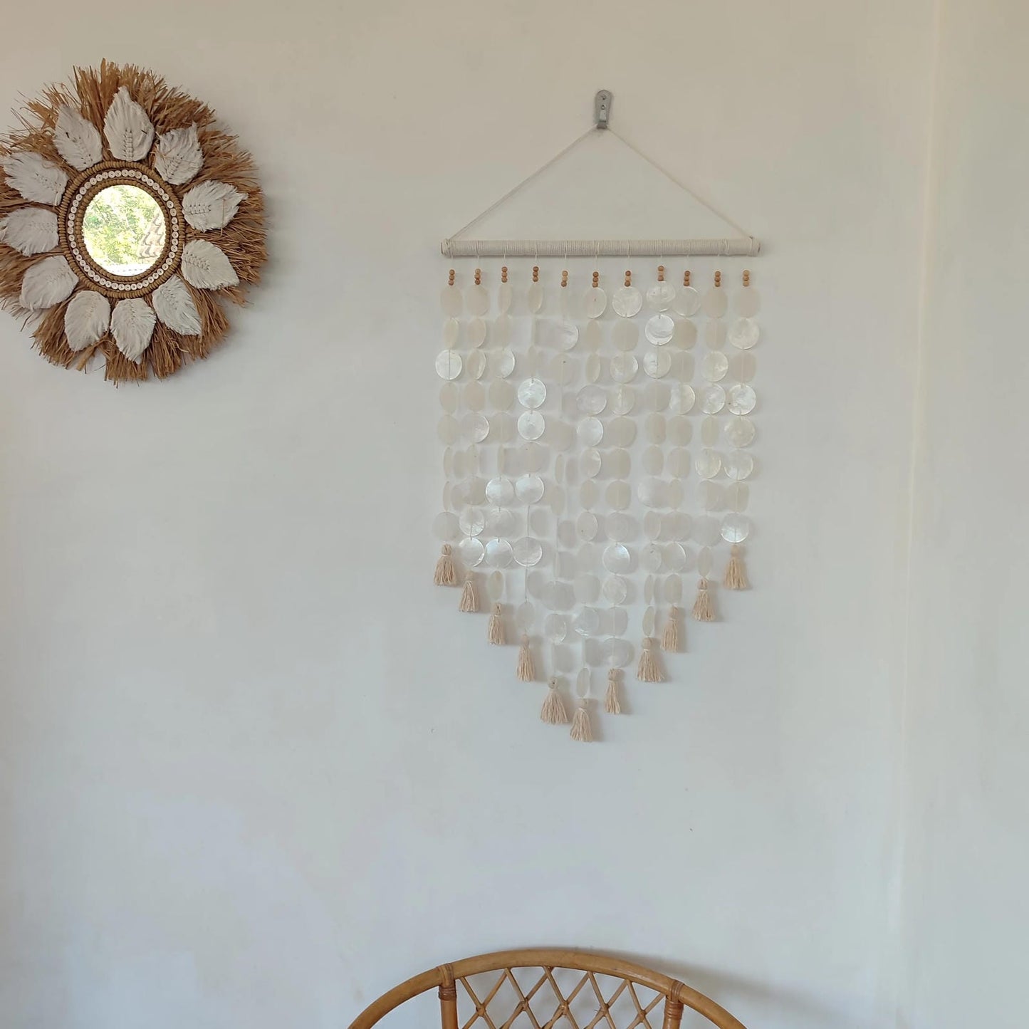 Capiz Shell with Cotton Tassel Wall Decor