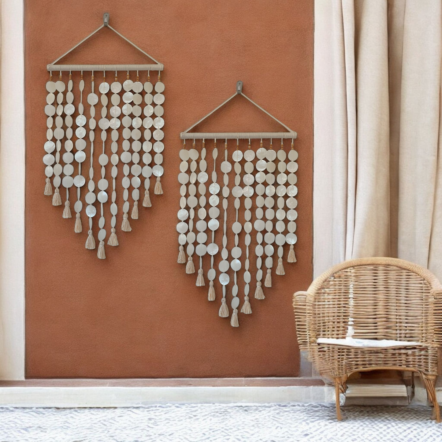 Capiz Shell with Cotton Tassel Wall Decor