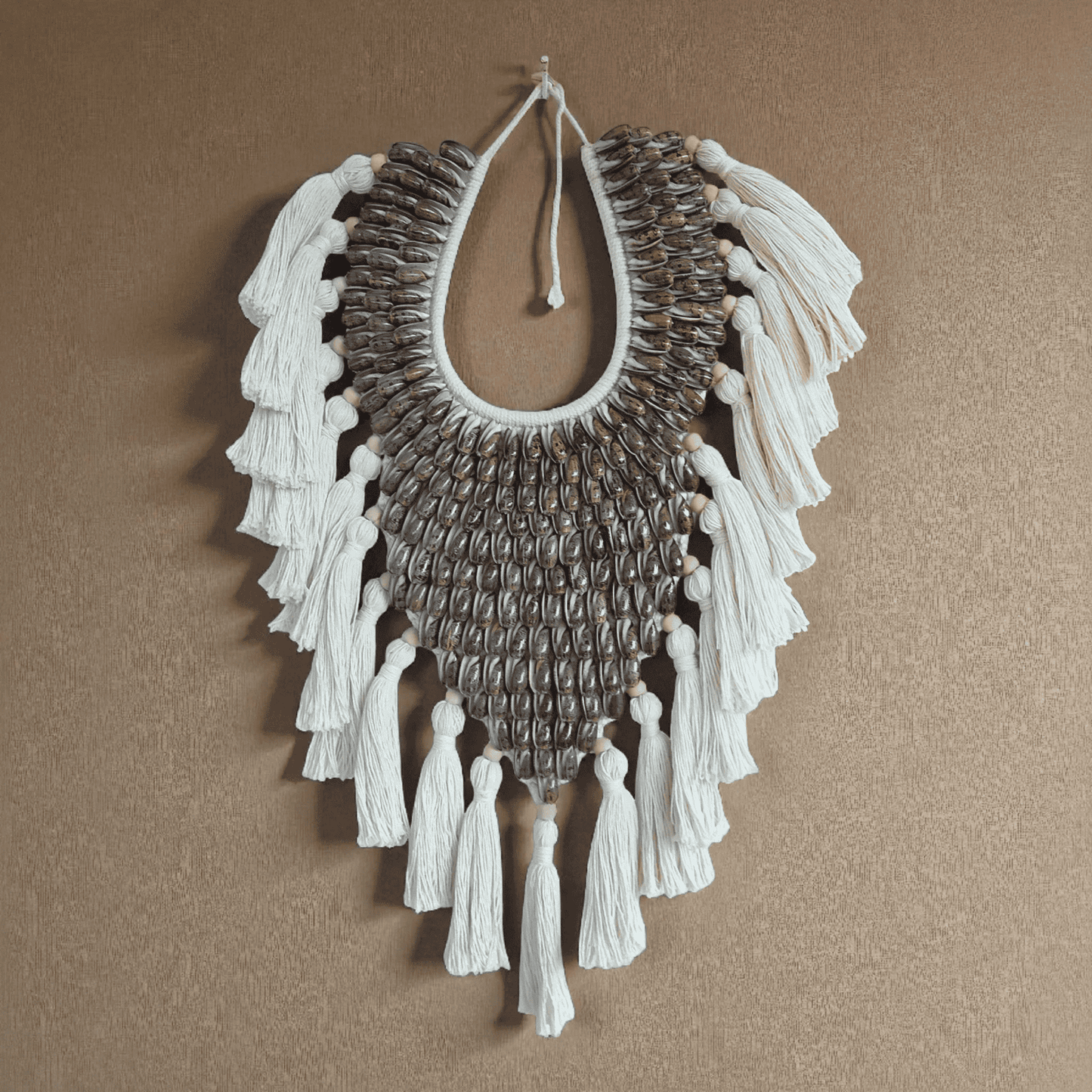 Papua Shell Necklace Wall Decor: Tribal Shell Necklace Display | Boho Shell Decor | Shell Wall Art
