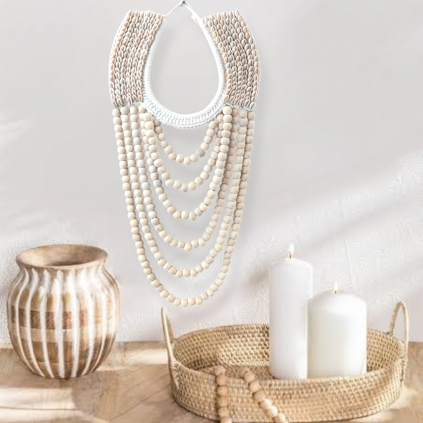 2 Pcs of Papua Shell Necklace, Tribal Papua Necklace: Shell Wall Decor