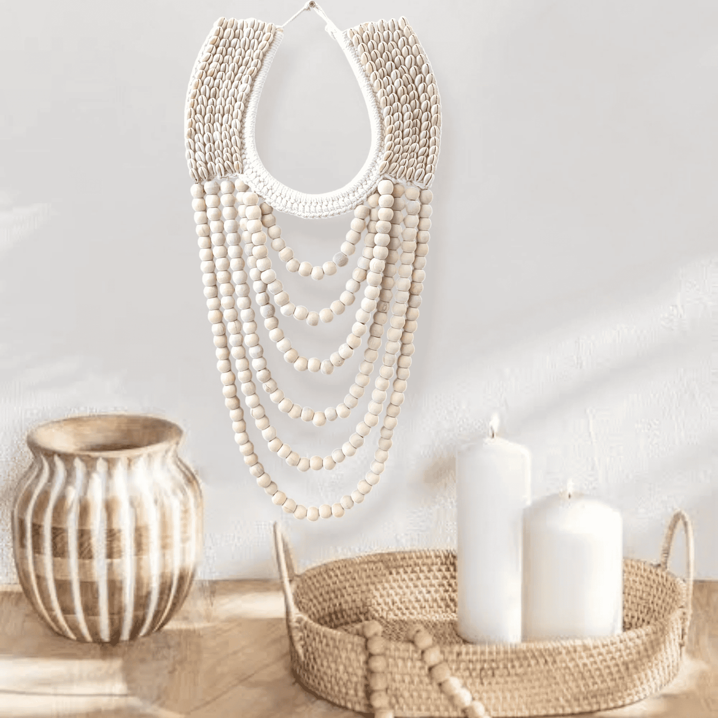 2 Pcs of Papua Shell Necklace, Tribal Papua Necklace: Shell Wall Decor