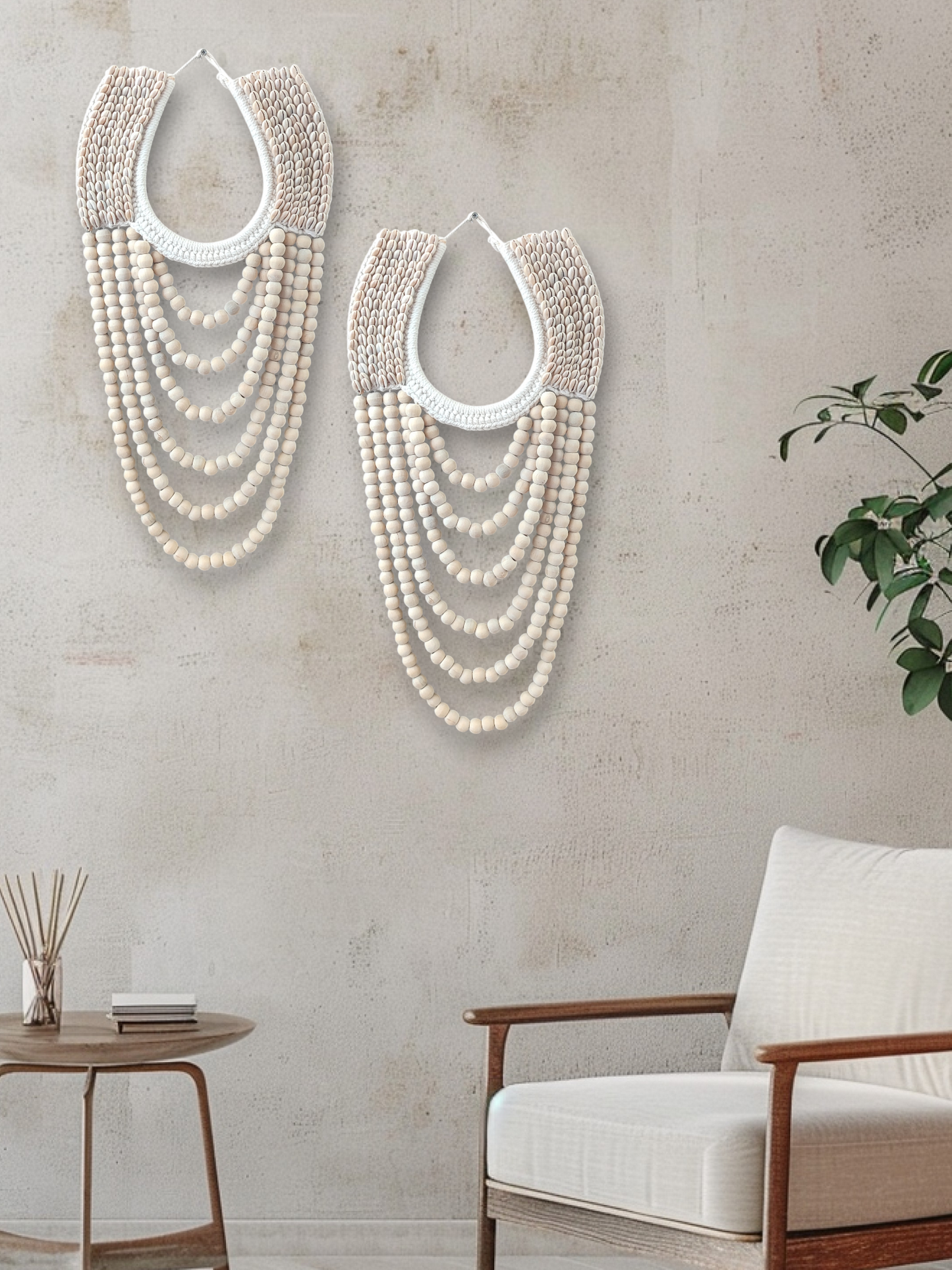 2 Pcs of Papua Shell Necklace, Tribal Papua Necklace: Shell Wall Decor