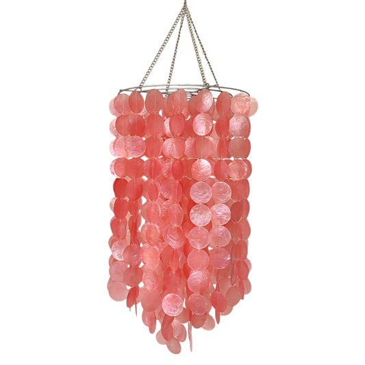 Pink Capiz Shell Chandelier, Pink Capiz Wind Chime