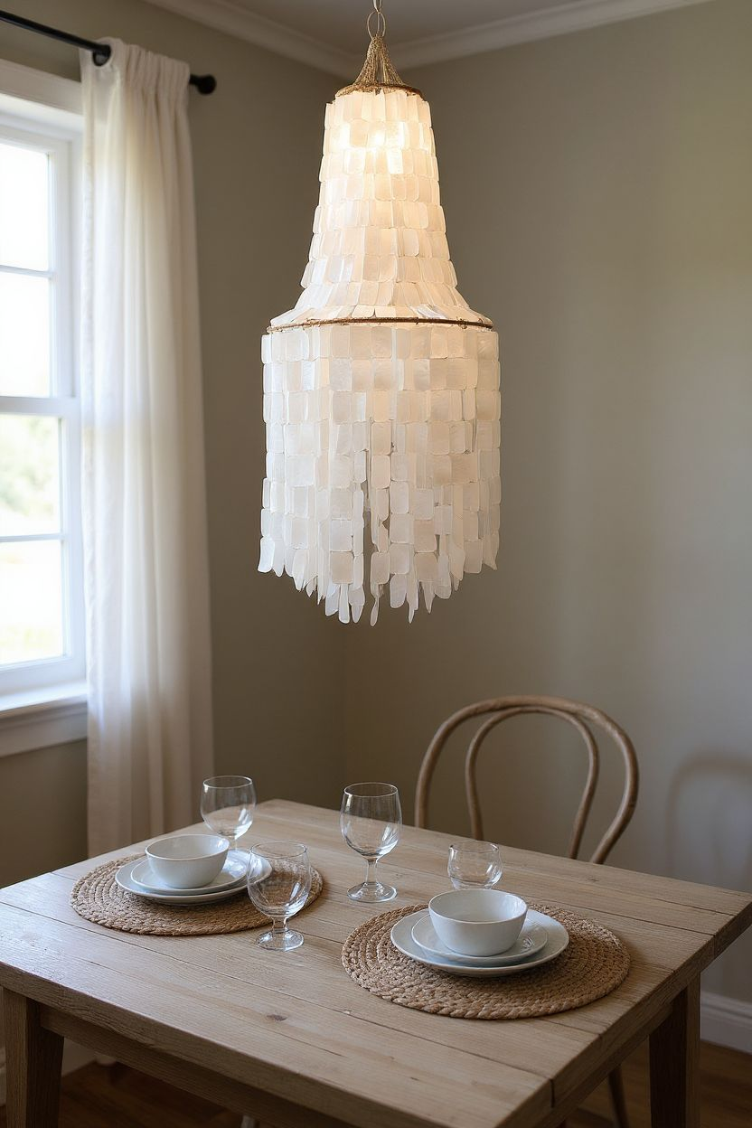 Natural Square Capiz Chandelier