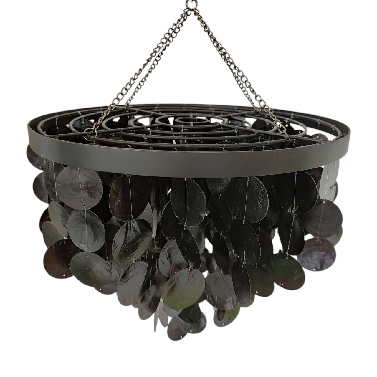 Black Capiz Shell Chandelier (Size Medium)