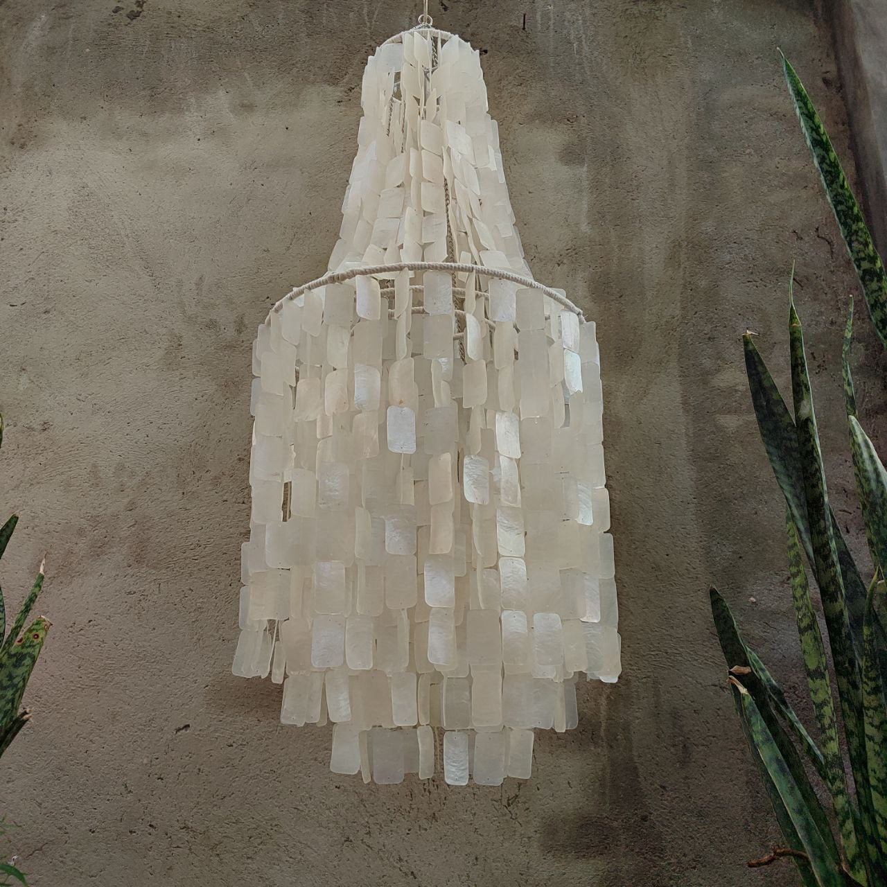Natural Capiz Shell Wind Chime Chandelier (Size Extra Large)