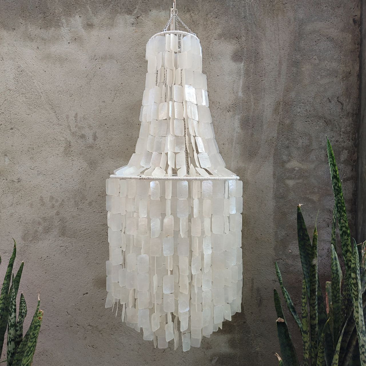 Natural Capiz Shell Wind Chime Chandelier (Size Extra Large)