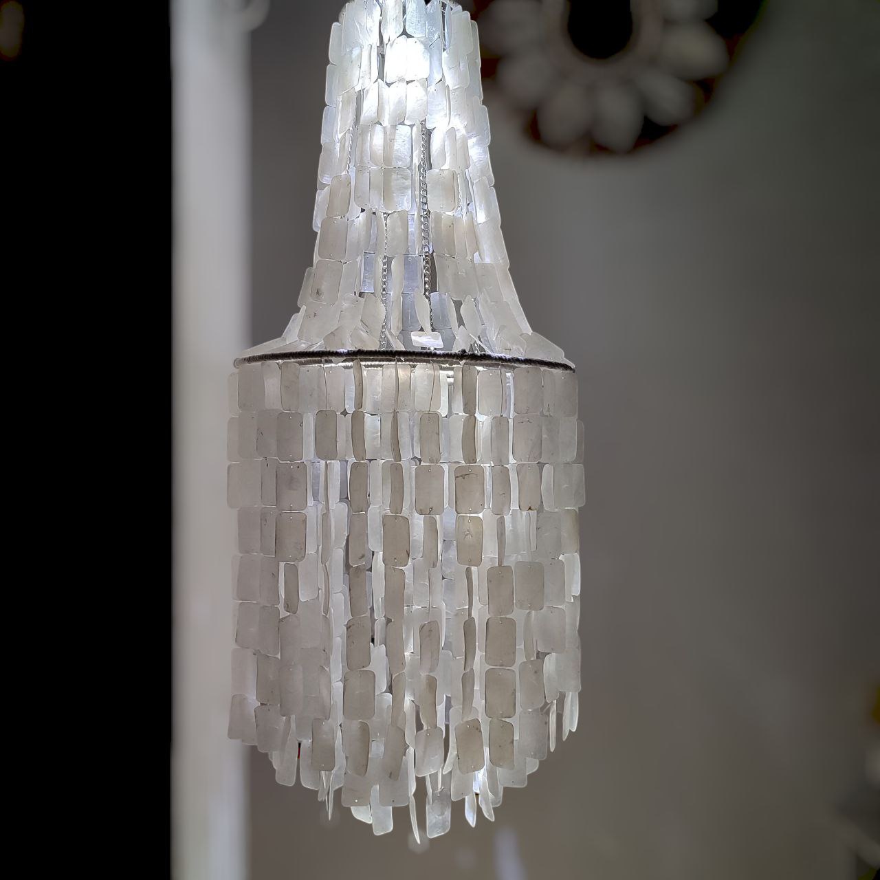 Natural Capiz Shell Wind Chime Chandelier (Size Extra Large)