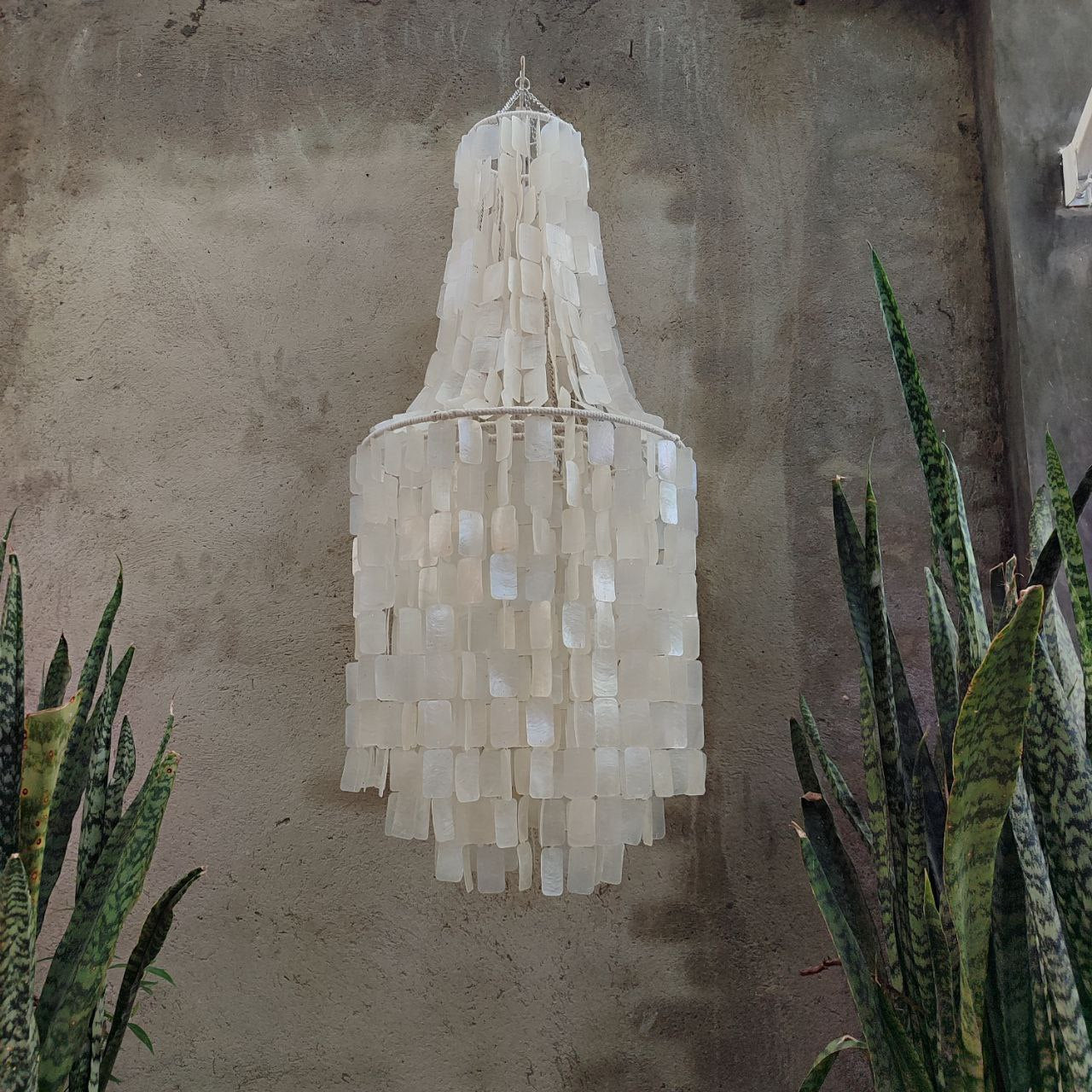 Natural Capiz Shell Wind Chime Chandelier (Size Extra Large)