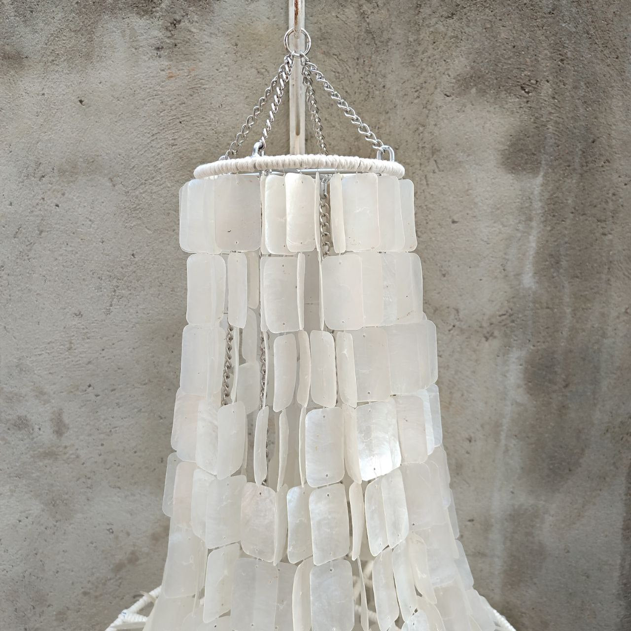 Natural Capiz Shell Wind Chime Chandelier (Size Extra Large)
