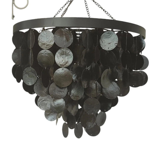 Black Capiz shell chandelier on a white background