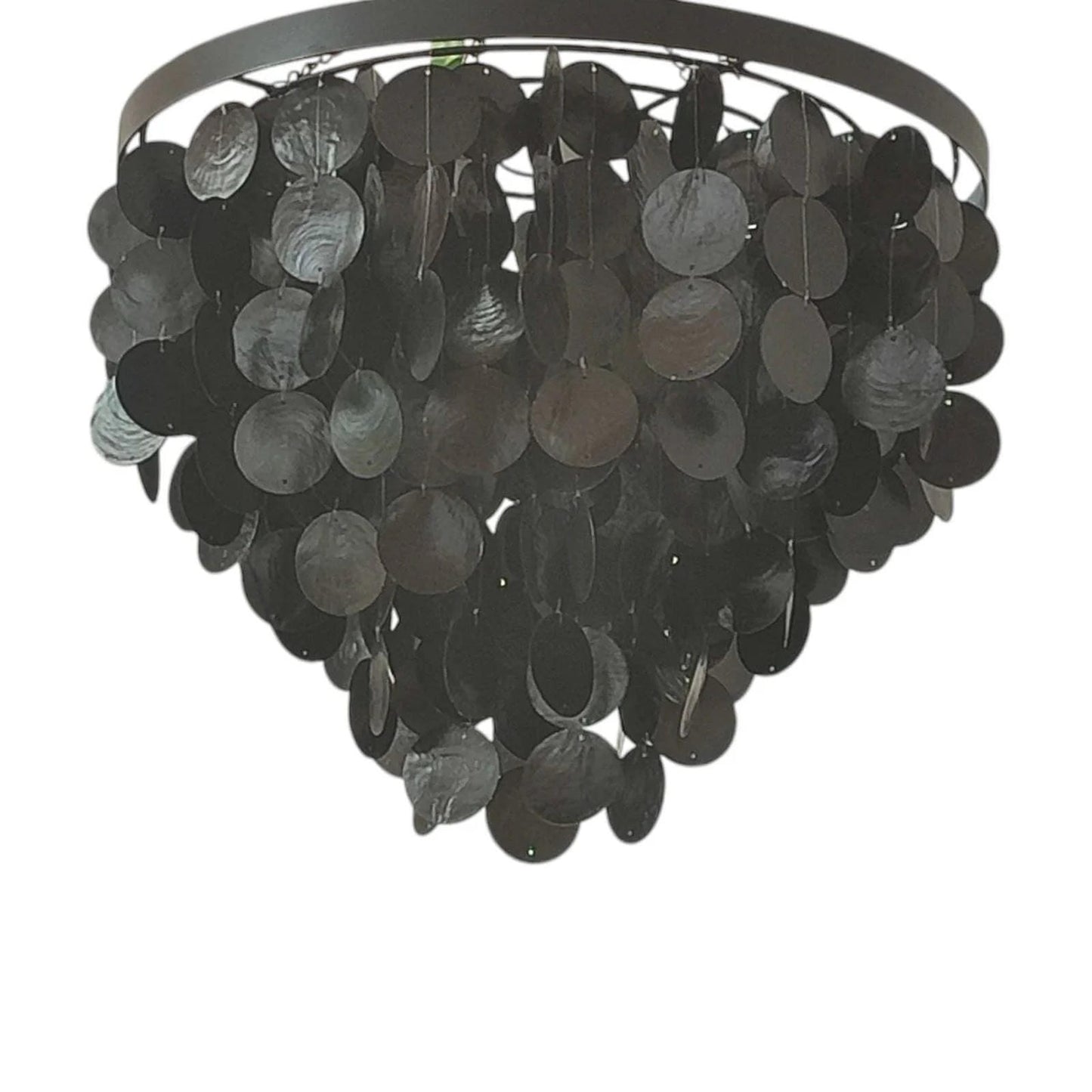 Black capiz shell chandelier on a white background