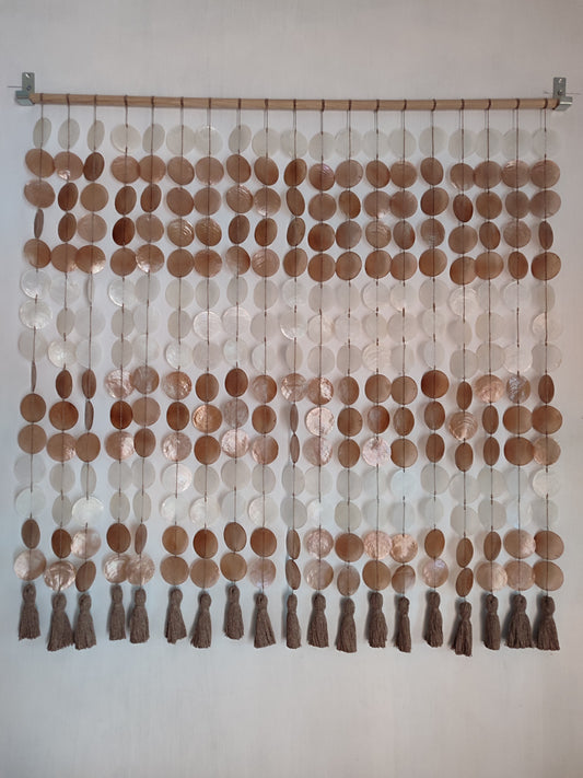 Brown and white capiz shell wall decor