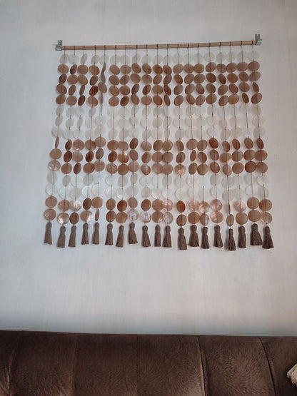 Brown and White Capiz Shell Wall Decor for Boho Interior Room