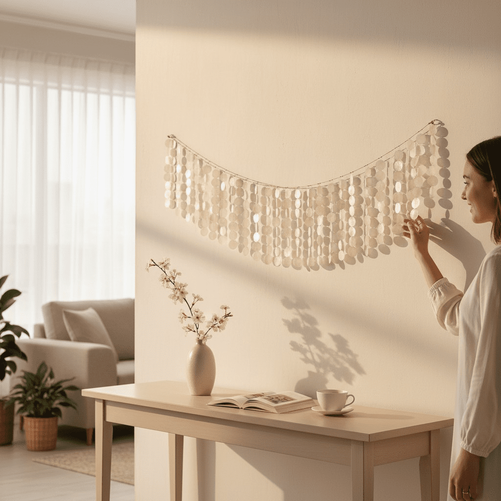 Capiz Shell Wall Hanging for Boho and Tropical Decor