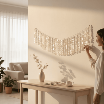 Capiz Shell Wall Hanging for Boho and Tropical Decor
