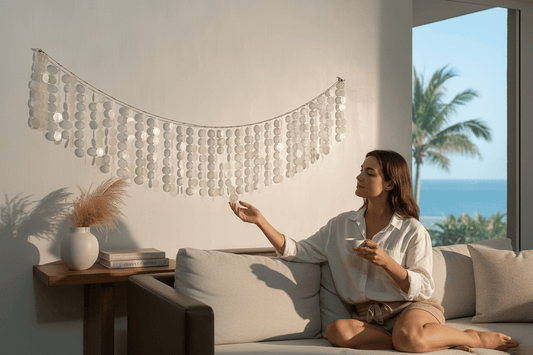 Capiz Shell Wall Hanging for Boho and Tropical Decor