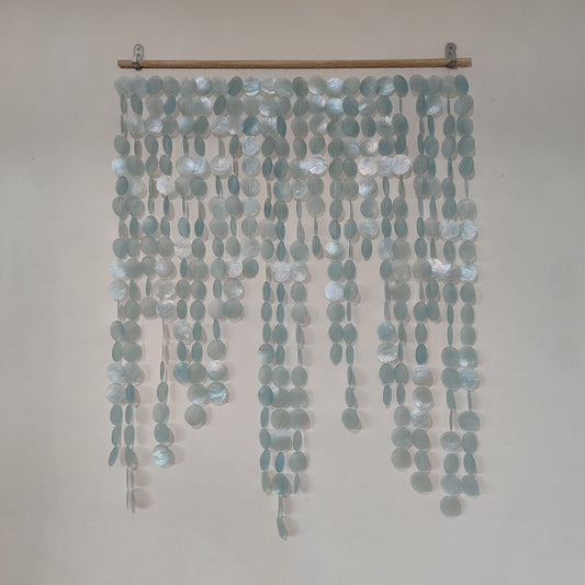Capiz shell wall hanging zigzag blue