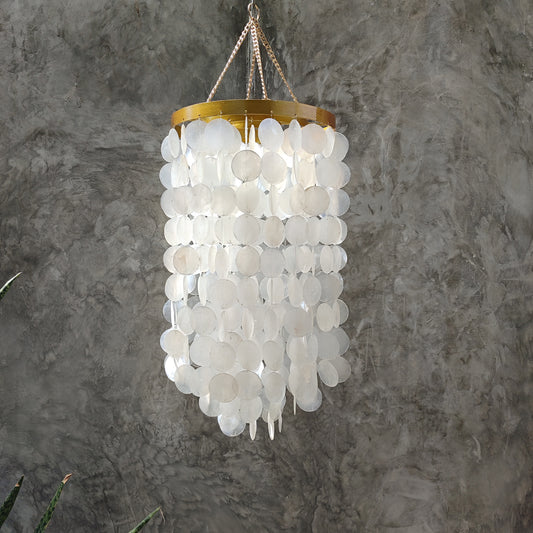 Gold metal frame capiz chandelier