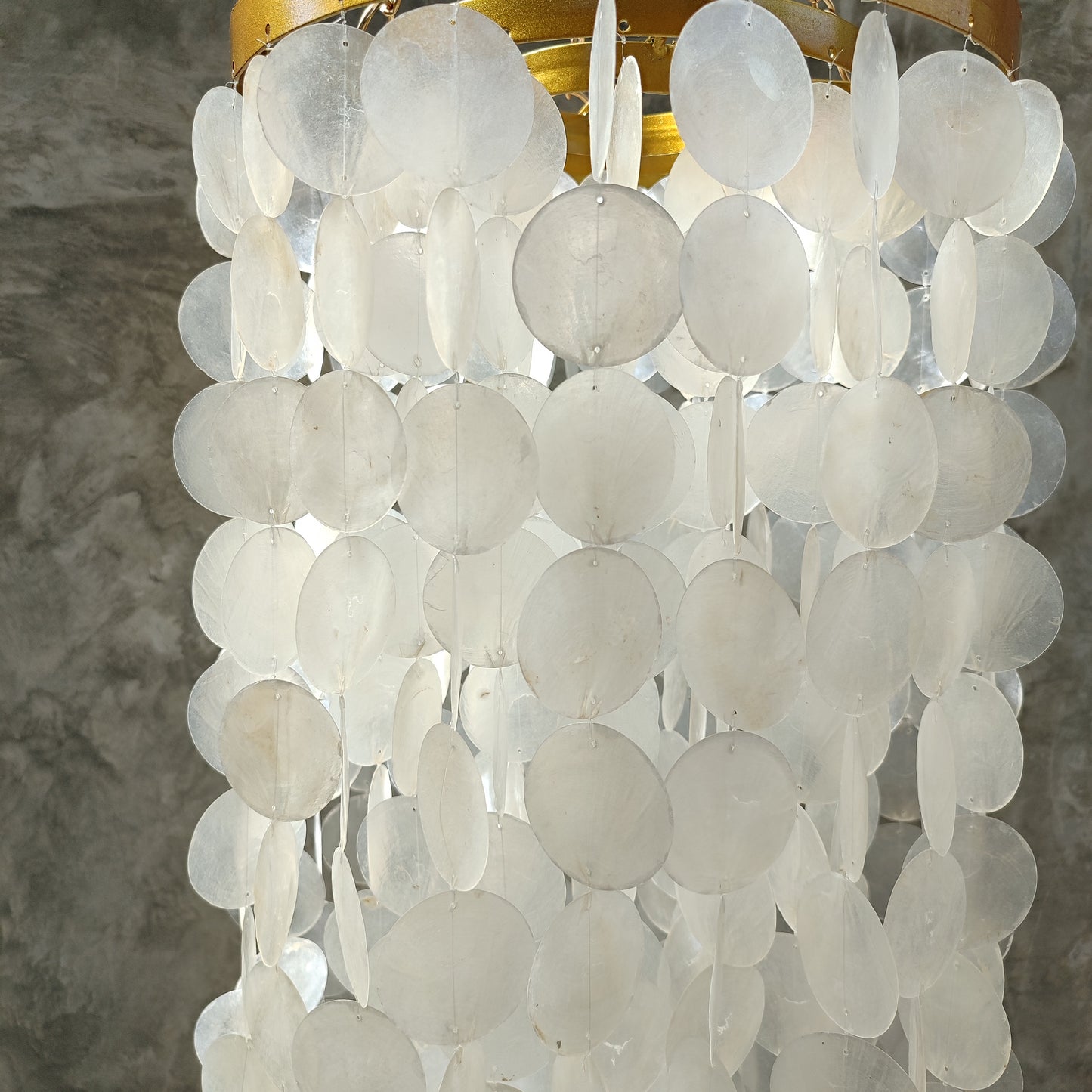 Gold metal frame capiz chandelier