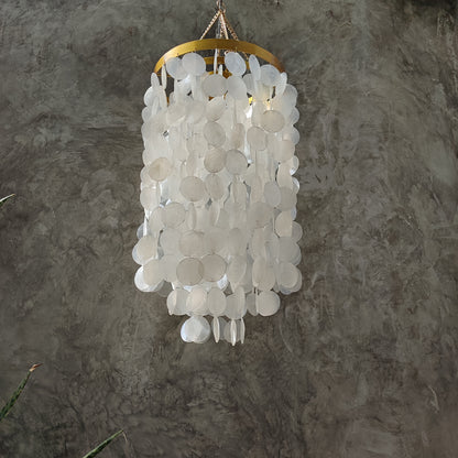 Gold metal frame capiz chandelier 3