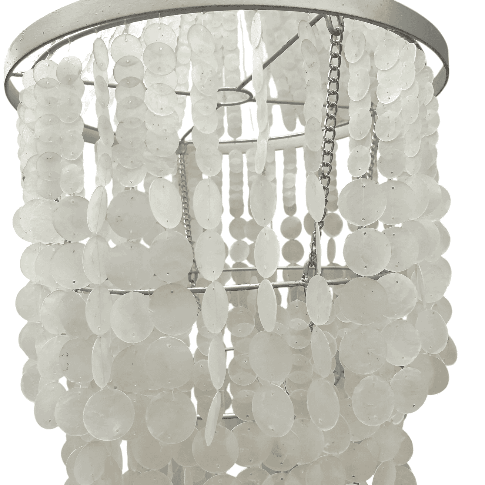 White capiz chandelier on a white background