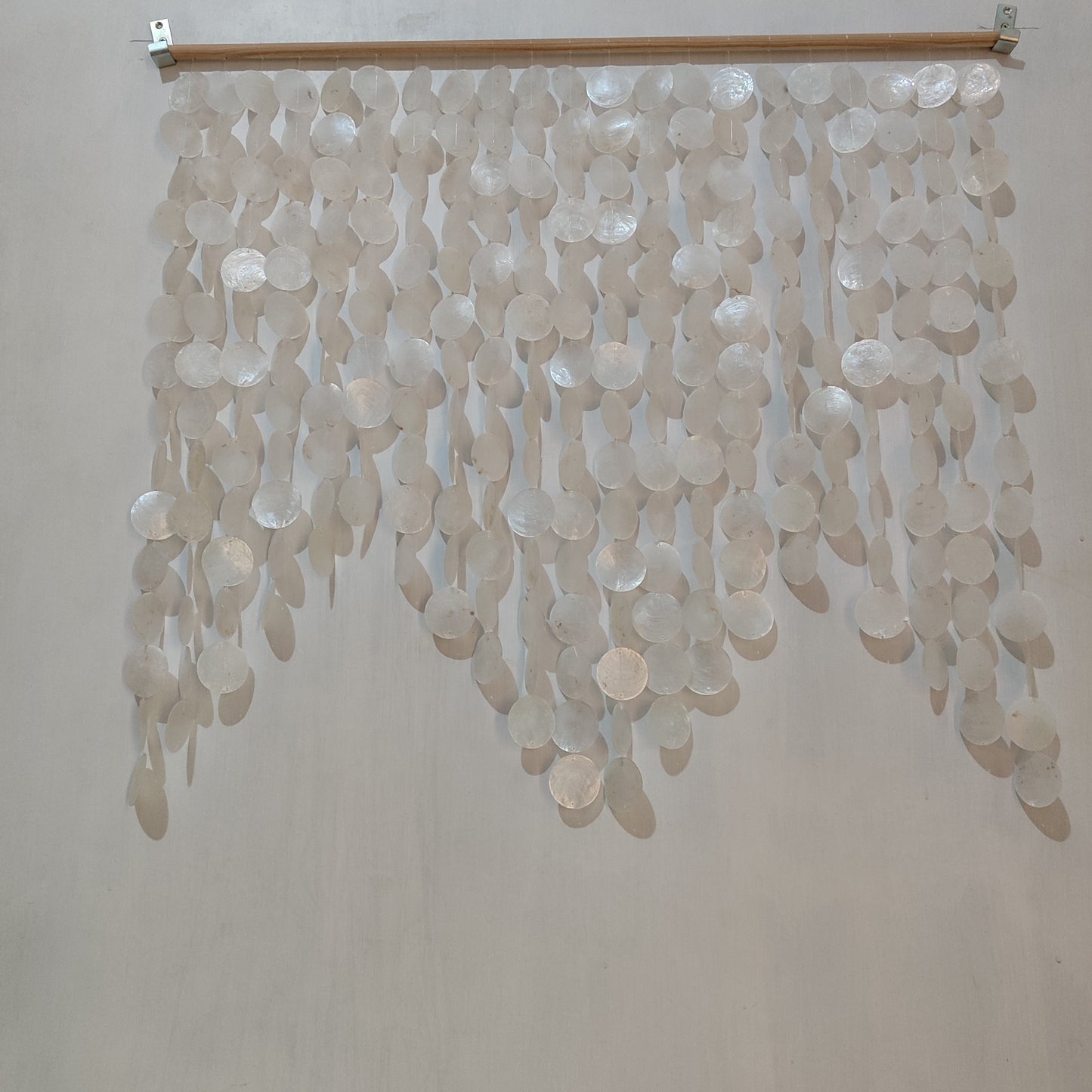Handmade natural white Capiz shell wall hanging