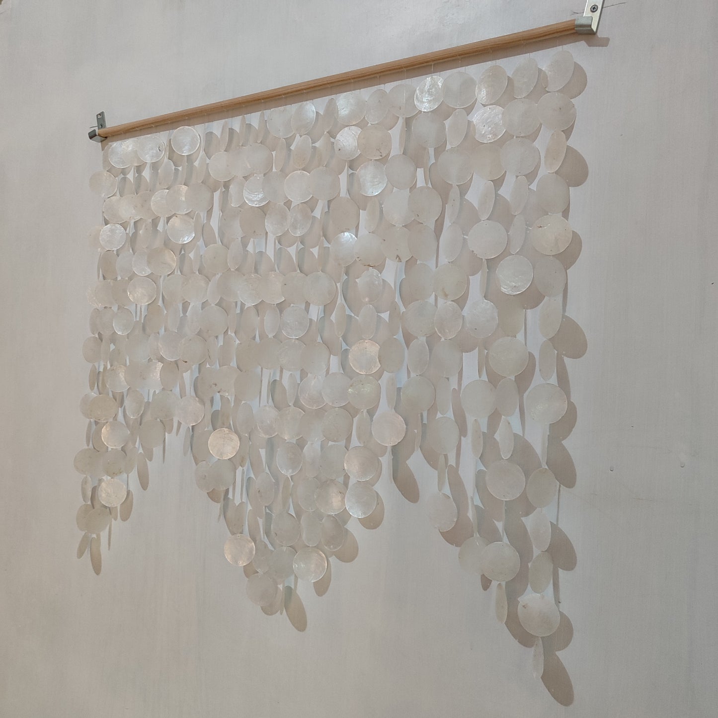 Handmade natural white Capiz shell wall hanging