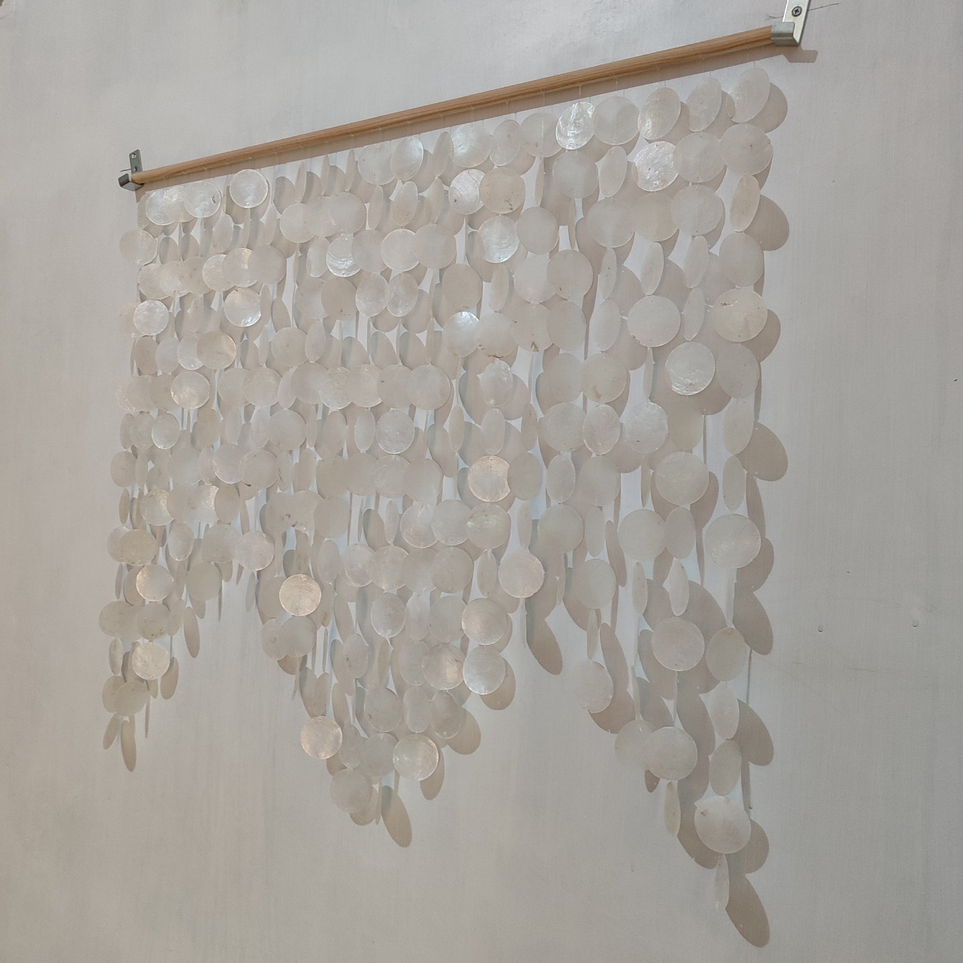 Handmade natural white Capiz shell wall hanging
