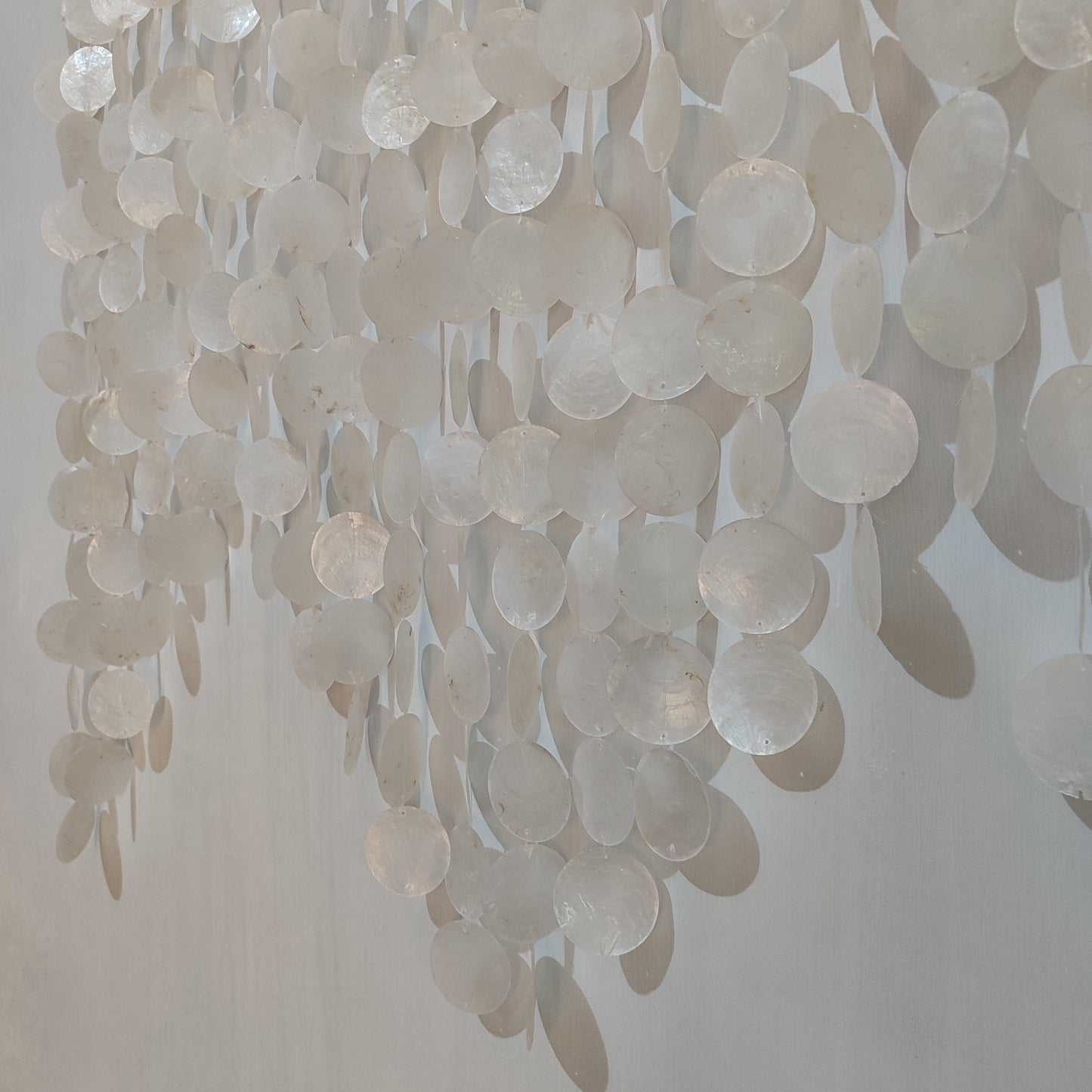 Handmade natural white Capiz shell wall hanging